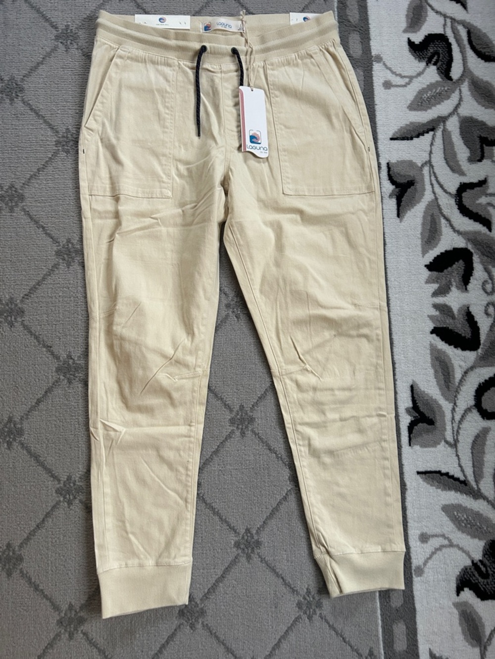 Men's Laguna Cream Drawstring Stretch Twill Jogger Pants